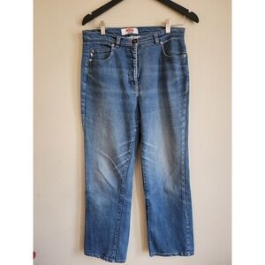 Vintage Alia Petites Womens High Rise Straight Leg Jeans 12 Medium Wash Blue